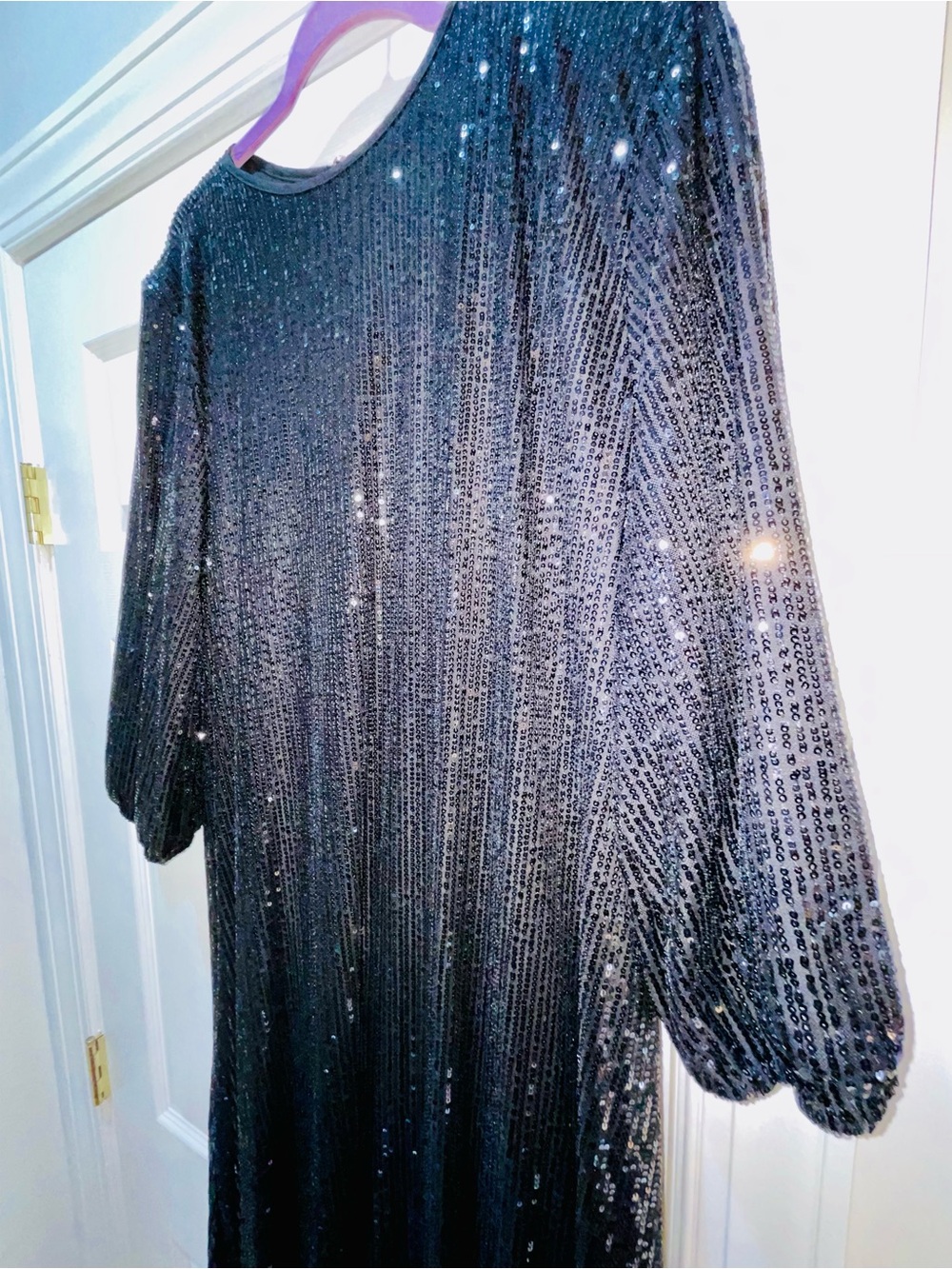 Black Sequin Long Sleeve Evening Dress - Picture 12 of 12